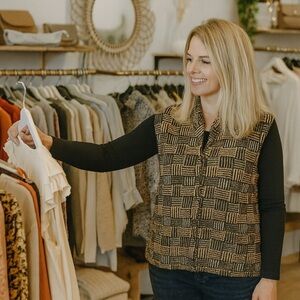 Vintage French Rags Artsy Geometric Print Knit Holiday Chic Substantial Vest 2